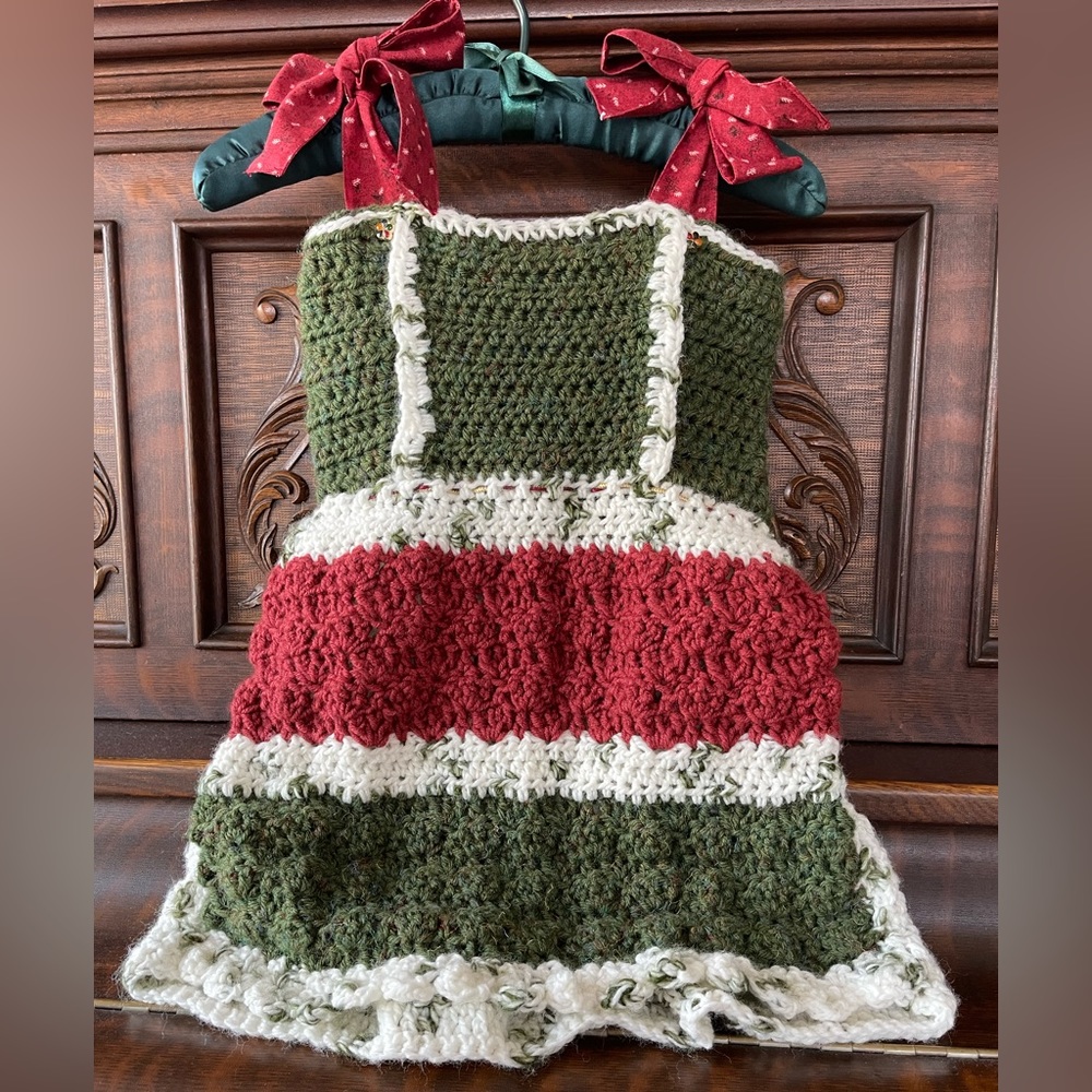 Crocheted winter Dress for Christmas.
